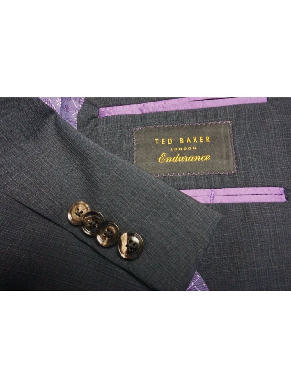 Ted Baker Endurance John CT Blue Plaid Wool 2 Pc Suit Jacket Pants Sz 40S